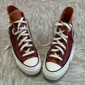 New (no box) Converse Red and Orange High-Top Sneakers